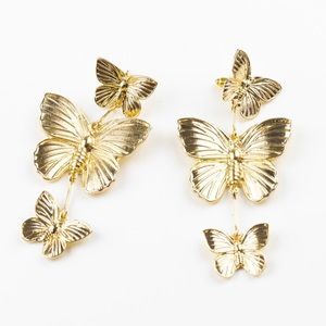 Fun gold butterfly dangle earrings